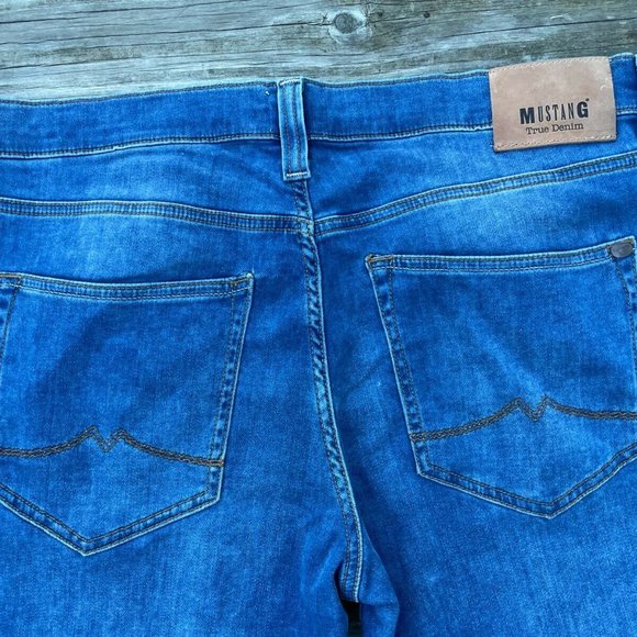 Mustang True Denim Men Jeans Blue Denim OREGON Tapered Slim Fit Jeans Size 38X30 - Picture 5 of 10